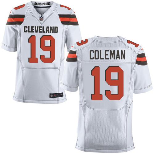 Nike Browns #19 Corey Coleman White Men's Stitched NFL Elite Jersey - Click Image to Close